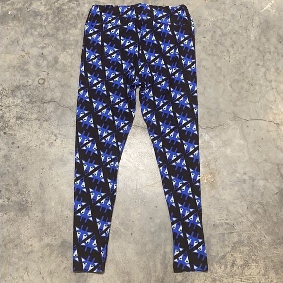 Lularoe Blue Fox leggings Black/Royal Tall/Curvy - Picture 3 of 5